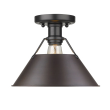 Golden 3306-FM BLK-RBZ - Yep by Golden Lighting Orwell 1-light Flush Mount in Matte Black and Rubbed Bronze shade